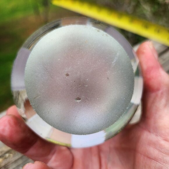 Vintage Handblown Glass Paperweight With Purple & Amber Swirls Copper Mesh Cente - Picture 7 of 10